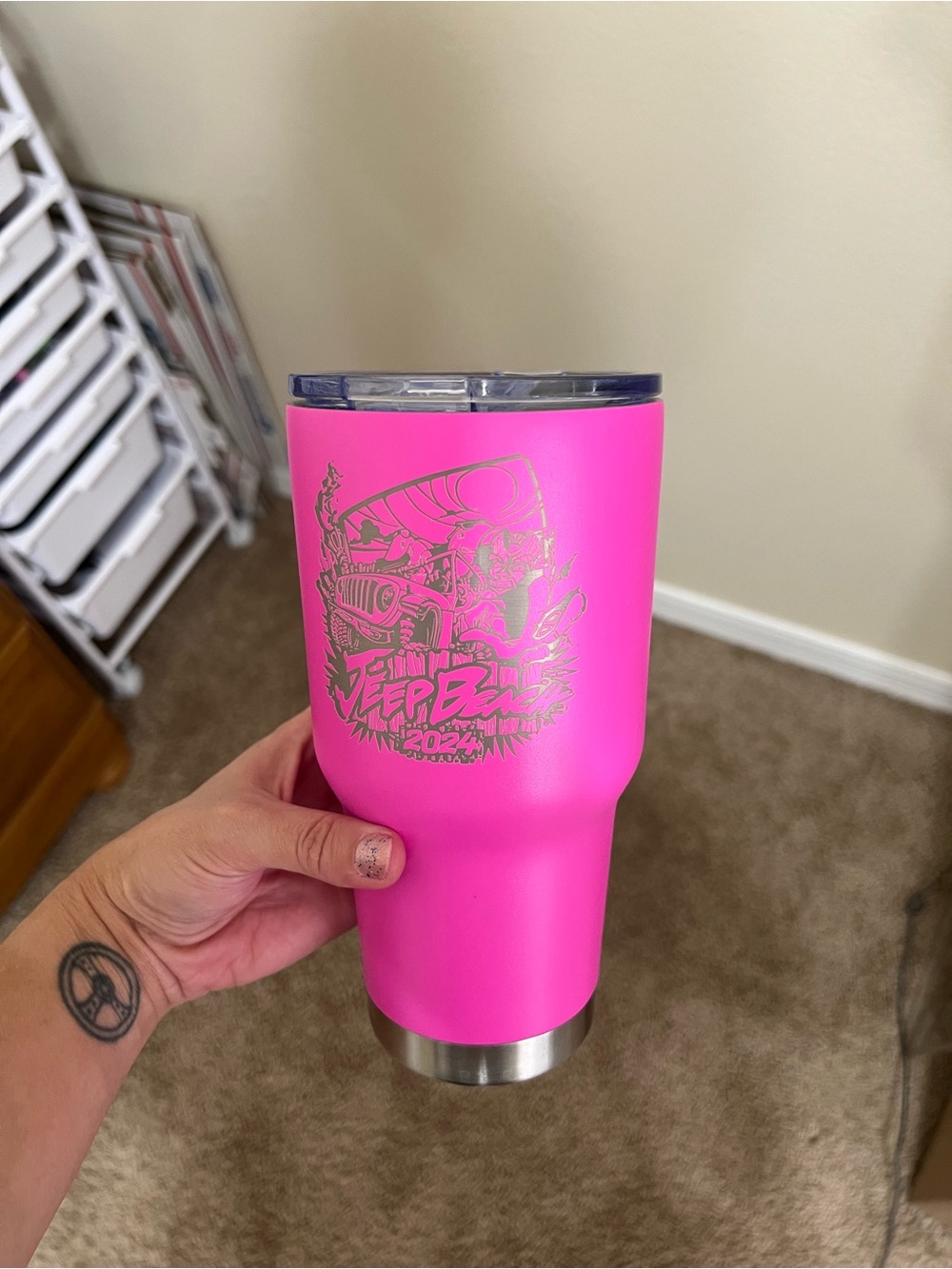 Hot Pink Stainless Travel Tumbler Jeep Beach 2024